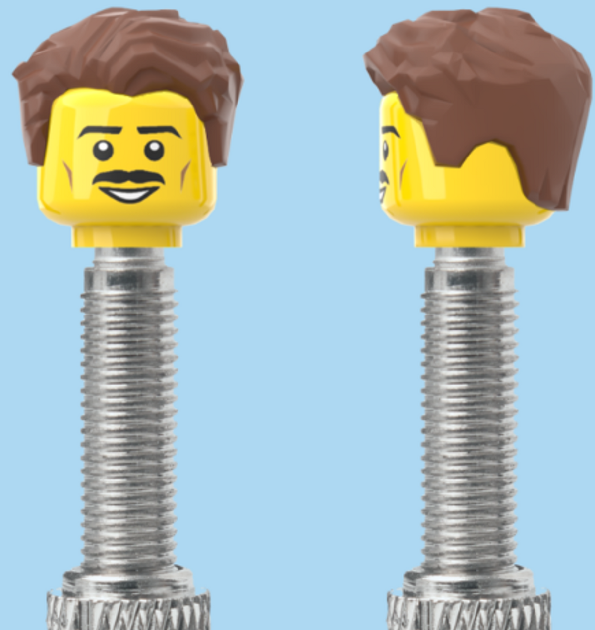 Moustache Smile | Styled Brown Hairdo | FV | Brick Caps | Sold as Pair