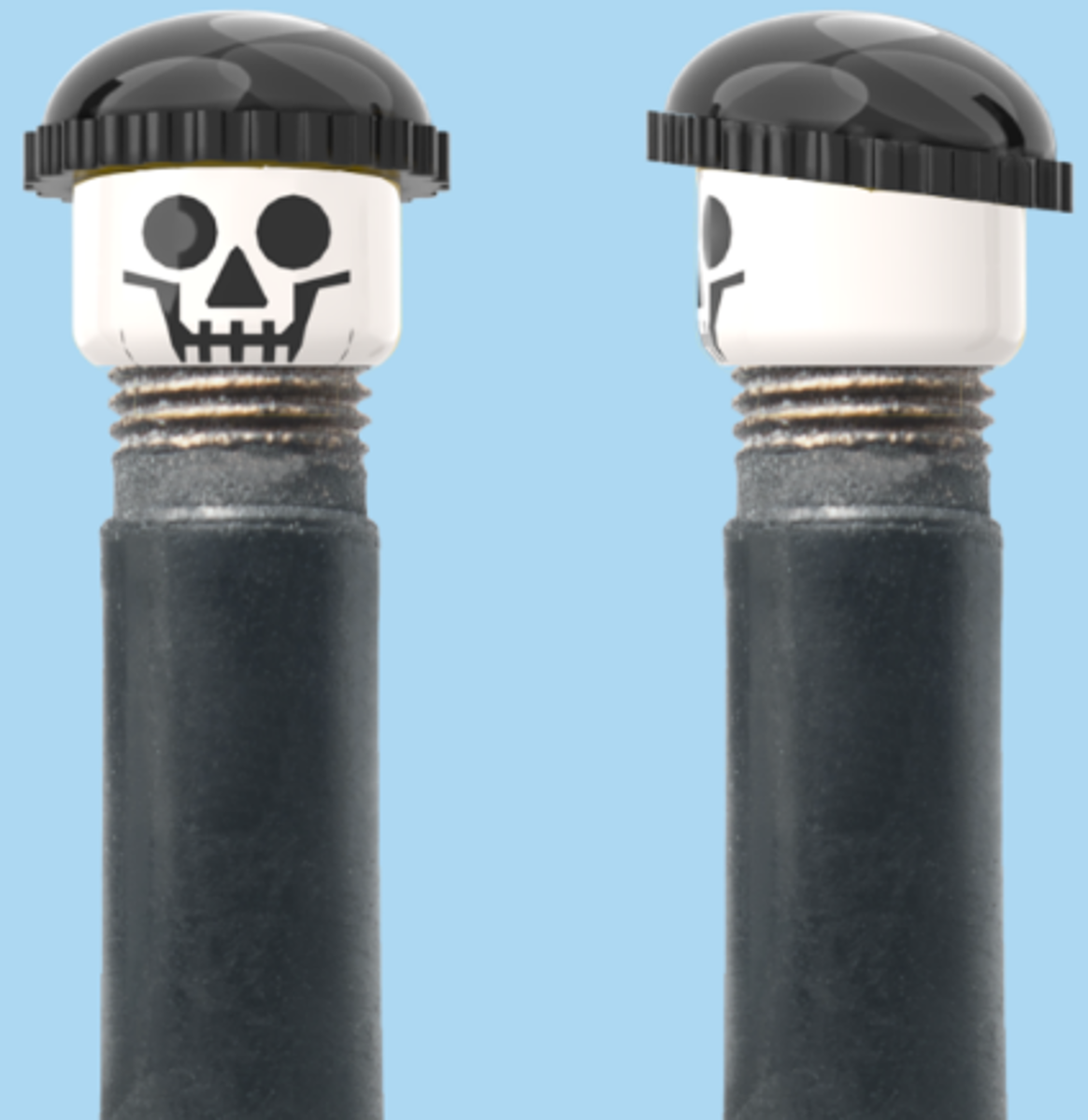 Skull Head | Black Beanie | AV | Brick Caps | Sold as Pair