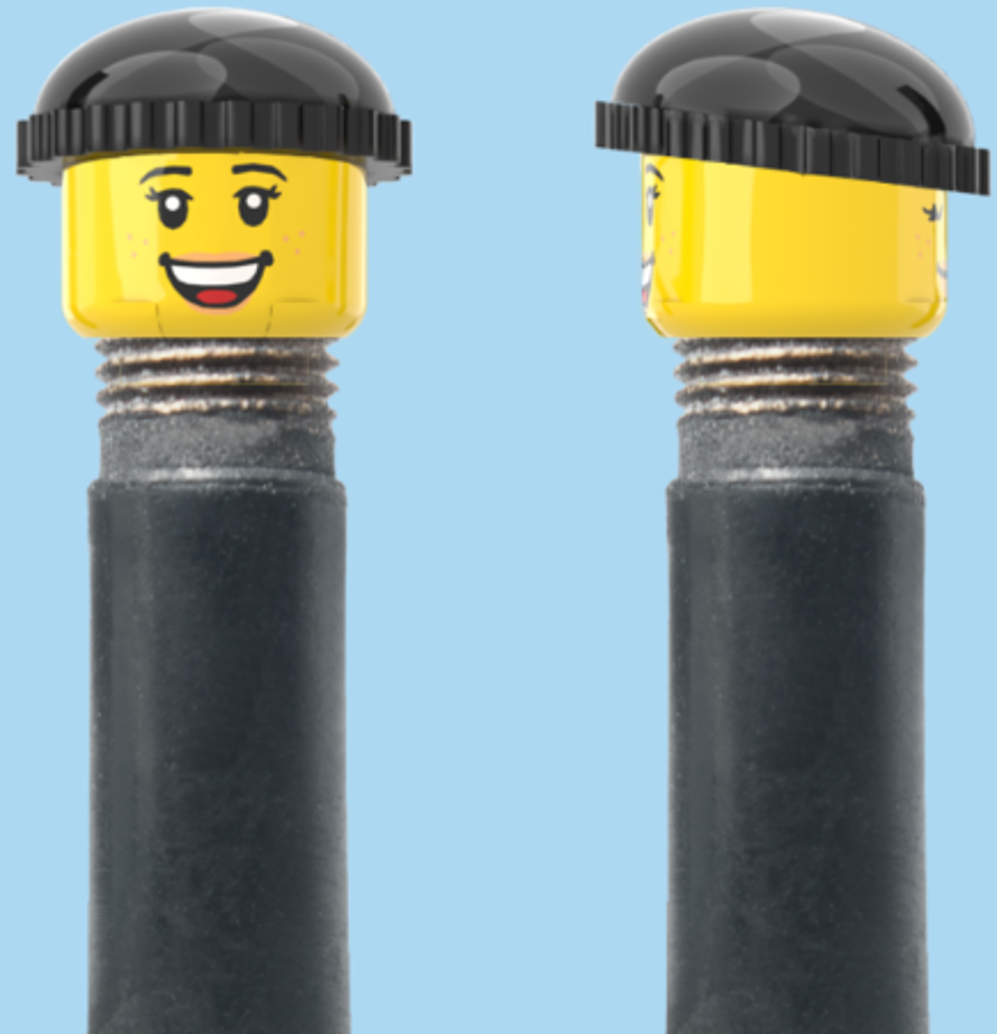 2 Faces with Freckles & Lipsick | Open Mouth Smile Face | Closed Eye Smile Face | Black Beanie | AV | Brick Caps | Sold as Pair
