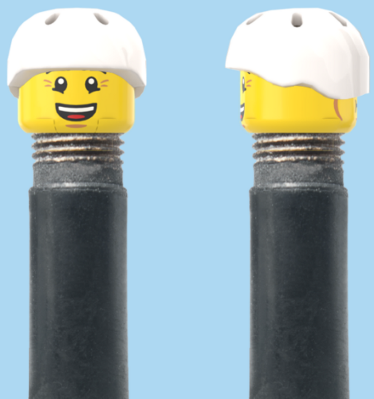 2 Faces | Bursting Cheeks Face | Wrinkle Eyes Face | Helmet White | AV | Brick Caps | Sold as Pair