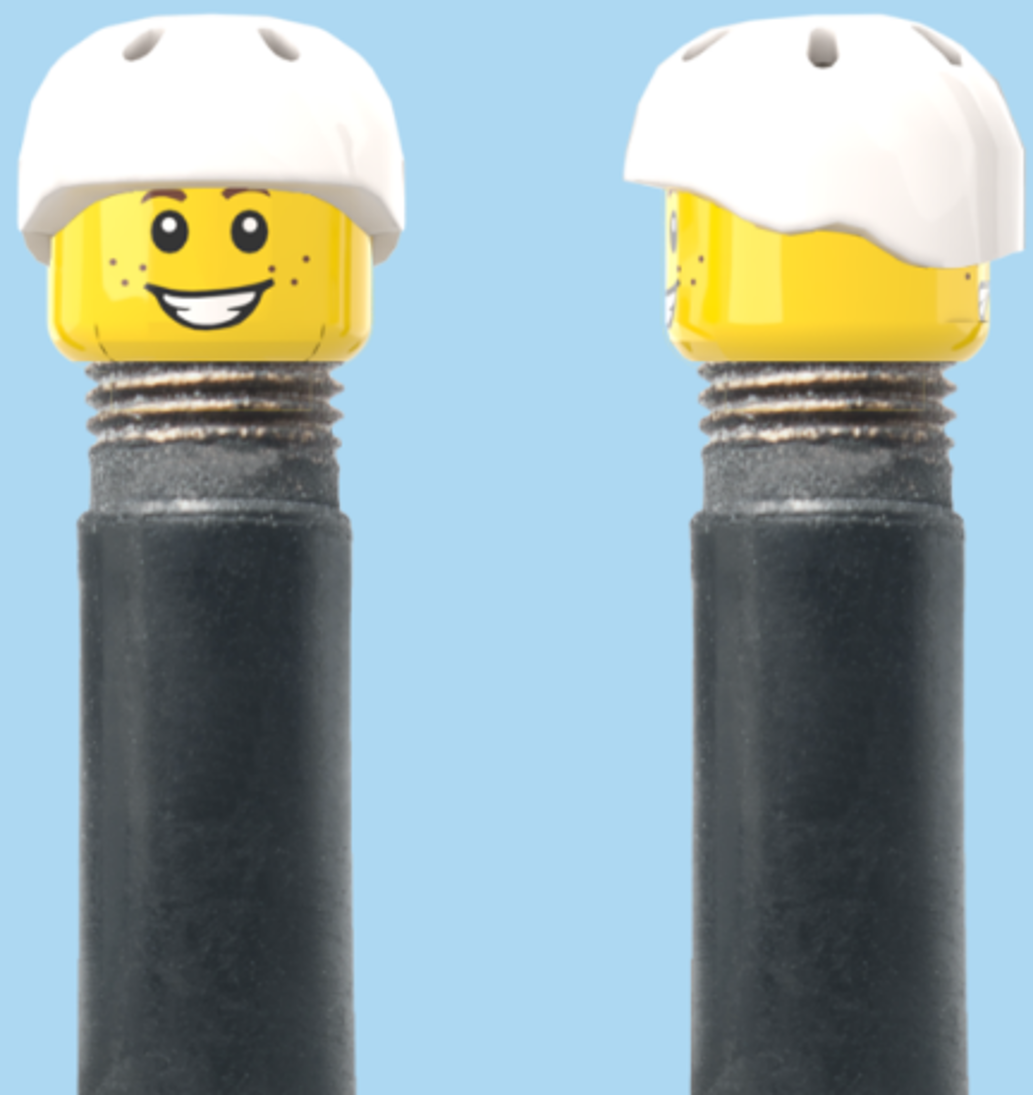 2 Faces with Freckles | Smile Face | Worried Look Face | Helmet White | AV | Brick Caps | Sold as Pair