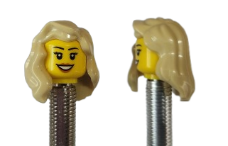 Teeth Smile Face with Eyelashes & Lipstick | White Long Hairdo | FV | Brick Caps | Sold as Pair