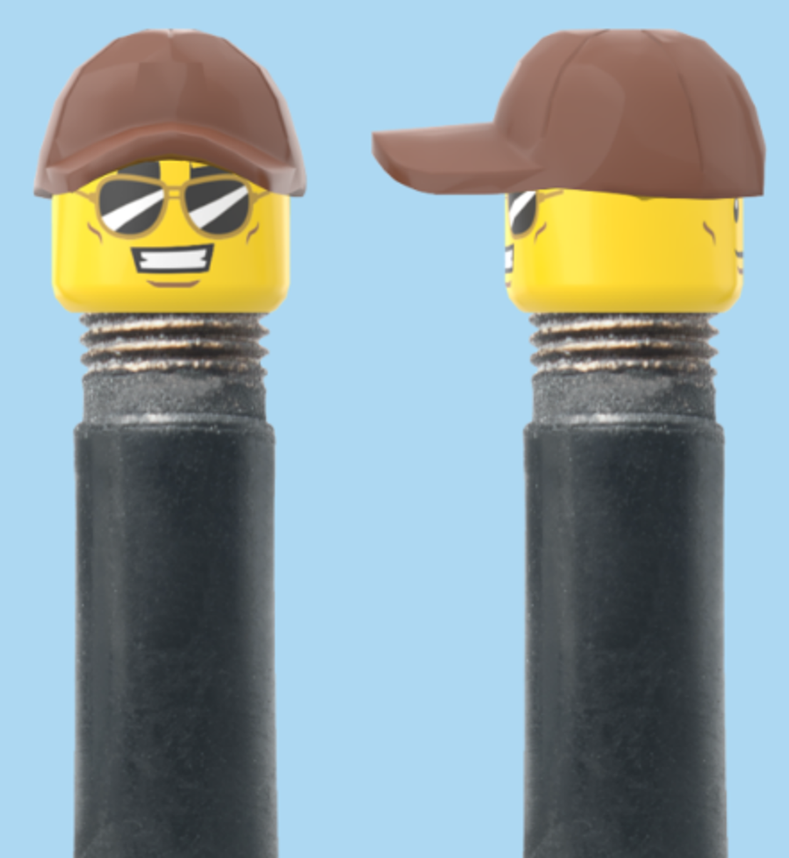 2 Faces | Sunglasses with Cheesy Smile | Normal Smile Face | Brown Cap | AV | Brick Caps | Sold as Pair