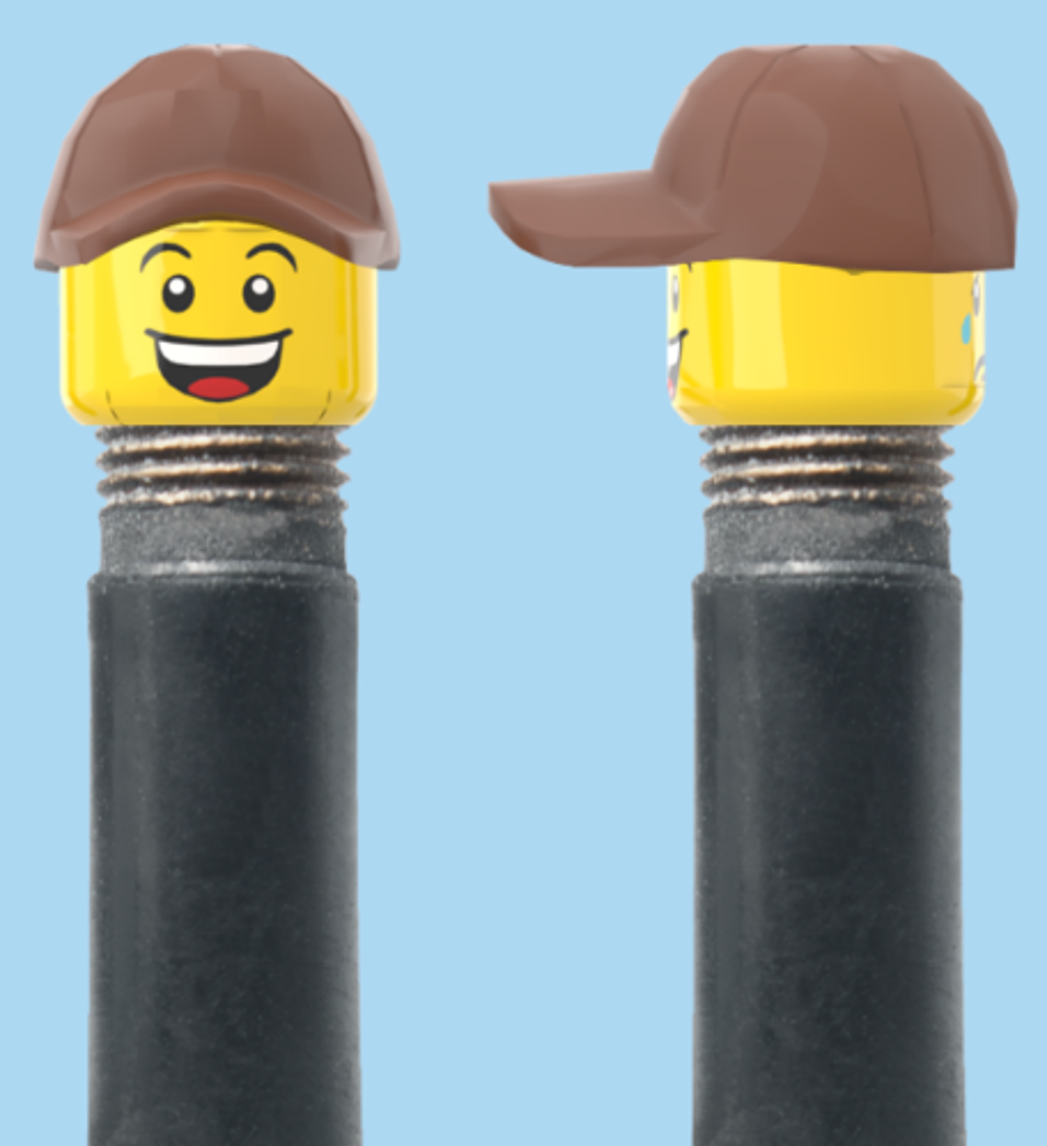 2 Faces | Open Mouth Smile Face | Sad Tear Face | Brown Cap | AV | Brick Caps | Sold as Pair