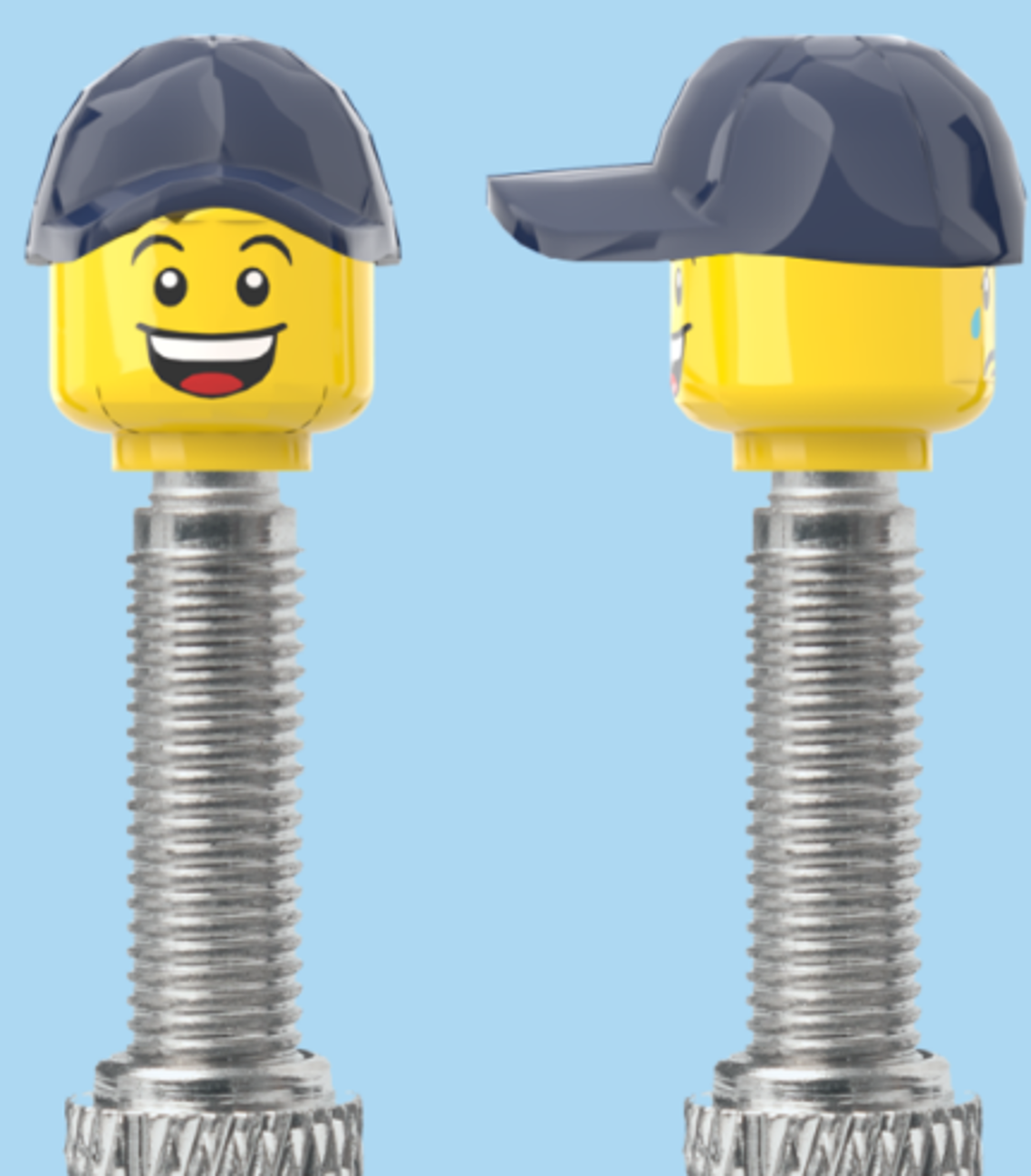 2 Faces | Open Mouth Smile Face | Sad Tear Face | Blue Cap | FV | Brick Caps | Sold as Pair