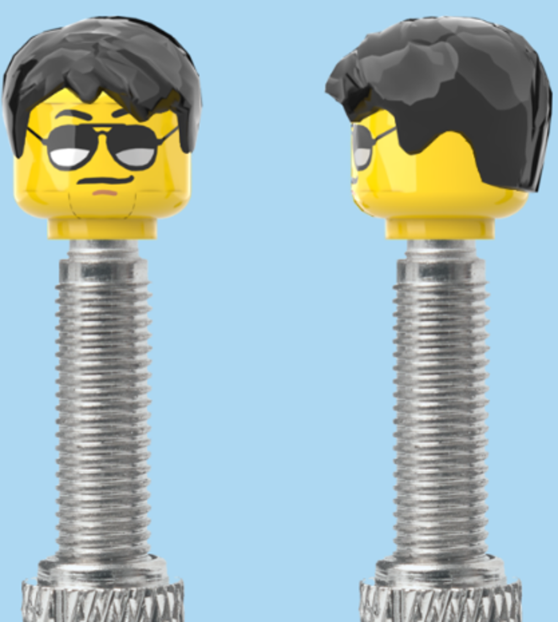 Moustache and Sunglasses | Half Smooth Black Hairdo | FV | Brick Caps | Sold as Pair