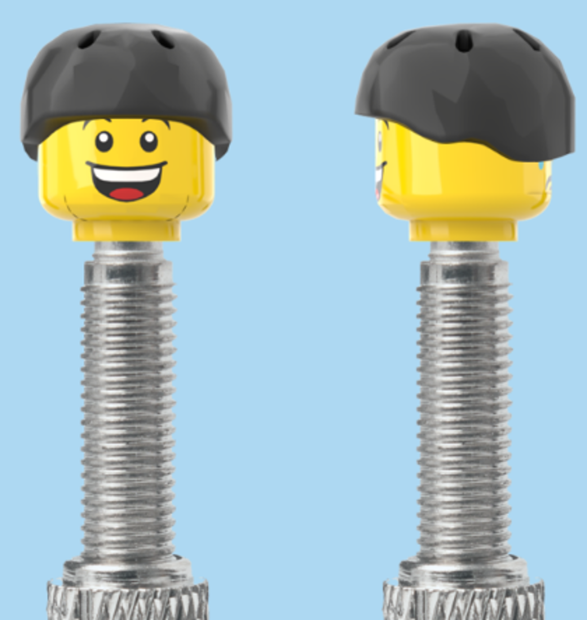 2 Faces | Open Mouth Smile Face | Sad Tear Face | Black Helmet | FV | Brick Caps | Sold as Pair