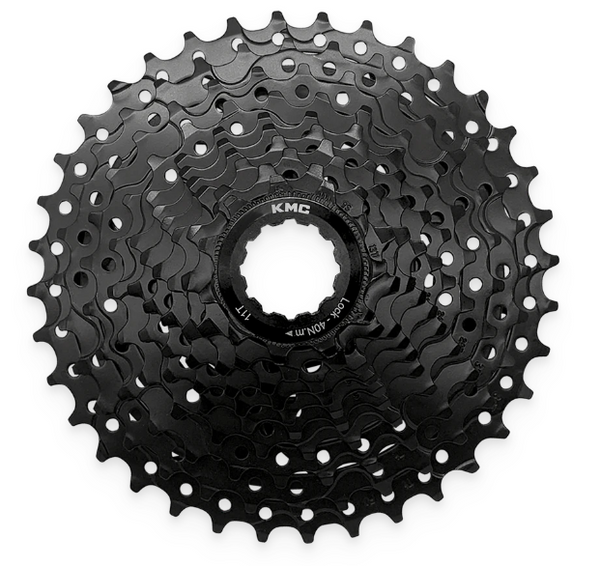 10 Speed Cassette, 11-36T - ED Coated Black, Hardened Steel, KMC, Made In Taiwan