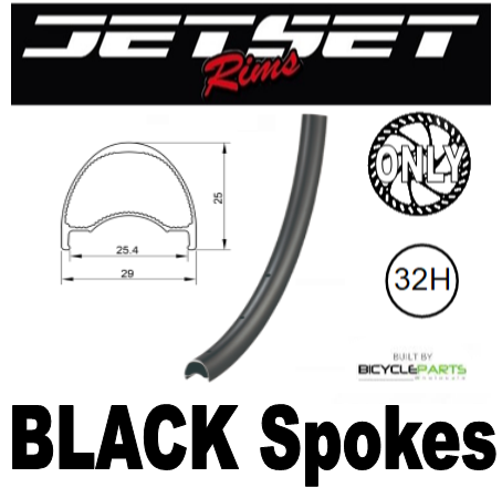 WHEEL - 29er Jetset AR-25 ARCOS 32H S/j Black Rim, 12 Speed MICRO SPLINE Q/R (135mm OLD) 6 Bolt Disc Sealed Novatec Black Hub, BLACK Spokes