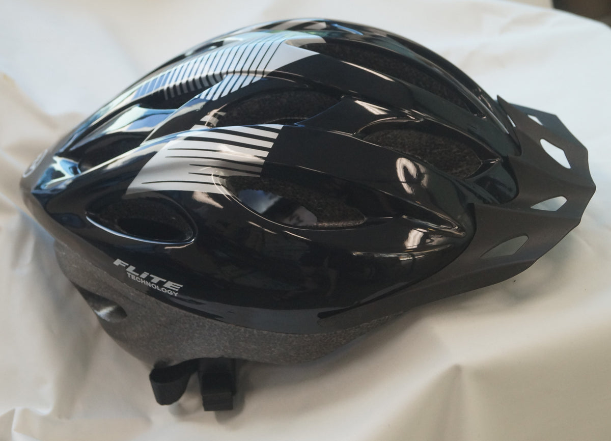 HELMET - FLITE Recreational Range, Glued-on, Black, Medium 56-58cm, AS/NZS Standard