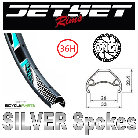 WHEEL - 29er Jetset HC-E331 36H P/j Matt Black Rim, 8/10 SPEED Q/R (135mm OLD) 6 Bolt Disc Loose Ball Joytech Black Hub, SILVER Spokes