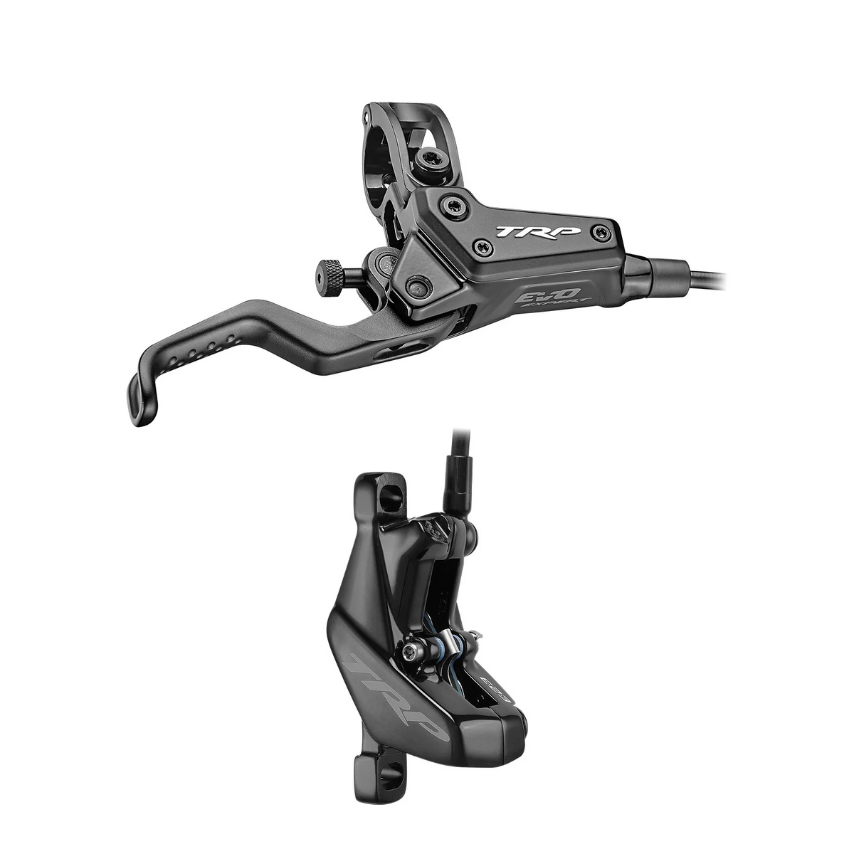 "NEW" - TRP EVO Expert Disc brake set, Mod.HD-M8040, front/RH, alloy, hydraulic 4-piston, 1900mm hose, for T: 2.3mm rotor, black.