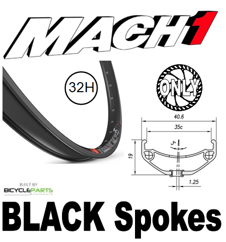 WHEEL - 27.5/650B Mach1 Trucky-35 32H Black Rim, 8/11 SPEED 12mm T/A (148mm OLD) 6 Bolt Disc Sealed Novatec Boost Black Hub, Mach 1 BLACK Spokes