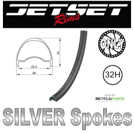 WHEEL - 29er Jetset AR-25 ARCOS 32H S/j Black Rim, 8/11 SPEED 12mm T/A (142mm OLD) 6 Bolt Disc Sealed Novatec Black Hub, SILVER Spokes