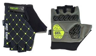 A NEW ITEM - BLACK with YELLOW dots GLOVES - PRO SERIES, Amara Palm, Lycra Towel GEL Padding, M