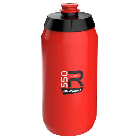 WATER BOTTLE, SENSATIONAL - wide mouth - easy squeeze - high flow - lightweight  RED  550ml  Screw-On Cap Professional type - Quality Polisport product