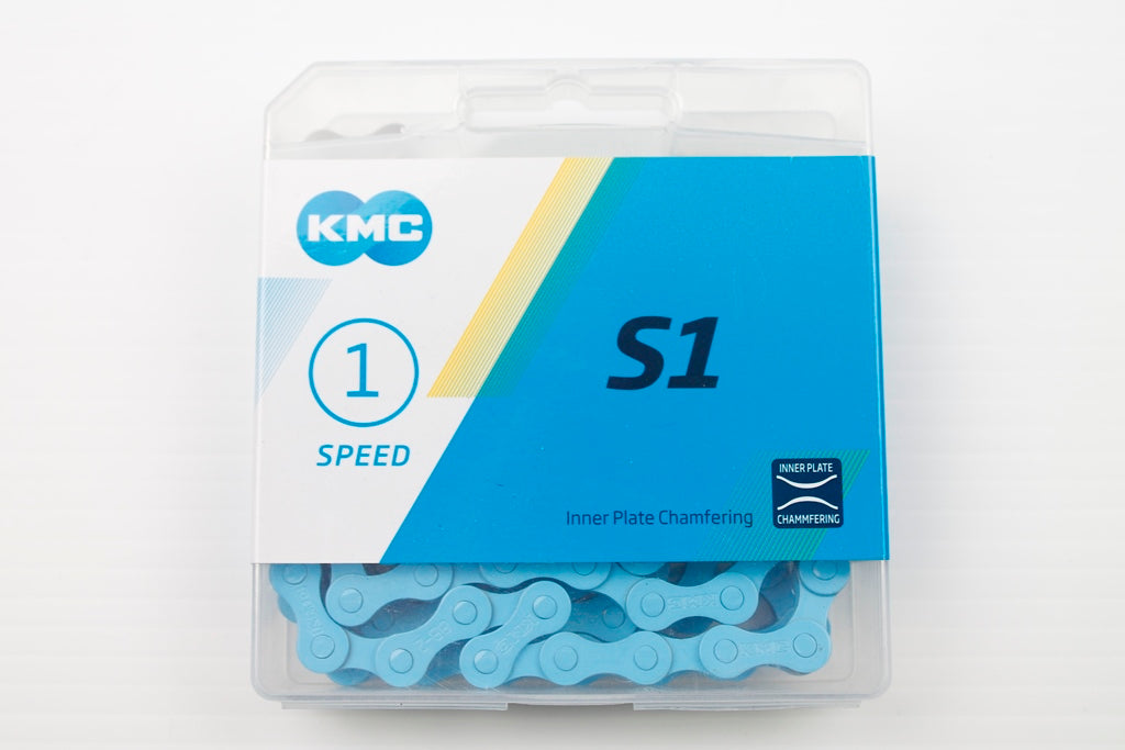 CHAIN - Single Speed - KMC S1 - 112L - BLUE - w/Connect Link