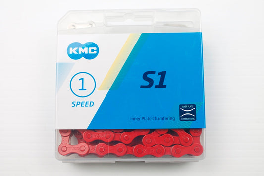 CHAIN - Single Speed - KMC S1 - 112L - RED - w/Connect Link