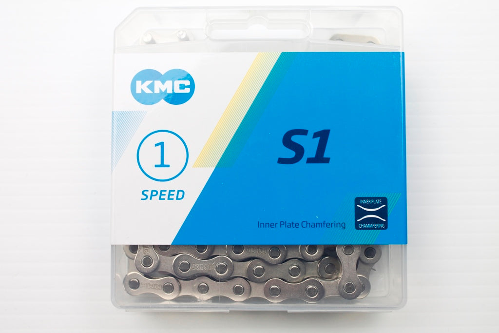 CHAIN - Single Speed-1/2 x 1/8  - KMC S1 - 112L -  SILVER   - (Chrome Look) - w/Connect Link