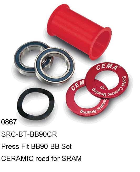 Press Fit BB90   B.B set Ceramic road Sram  W. 90.5 x od. 37.  Mod .SRC-BT-BB90CR