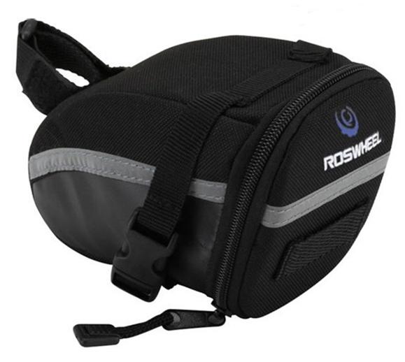 SAHOO  Saddle bag, velcro and clip strap, 600D, 15x7.5x5cm, Black