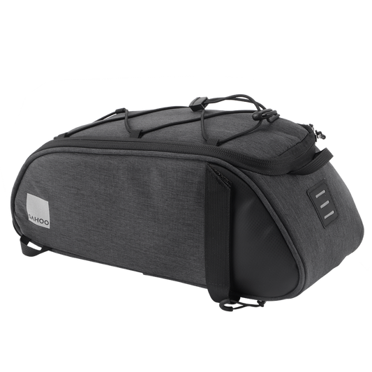 SAHOO  Rack Top Bag, 7L, Main pocket, 2 side zippered pockets, water bottle pocket, L39/W15/H17cm ,velcro attach, Black, 600D Nylon