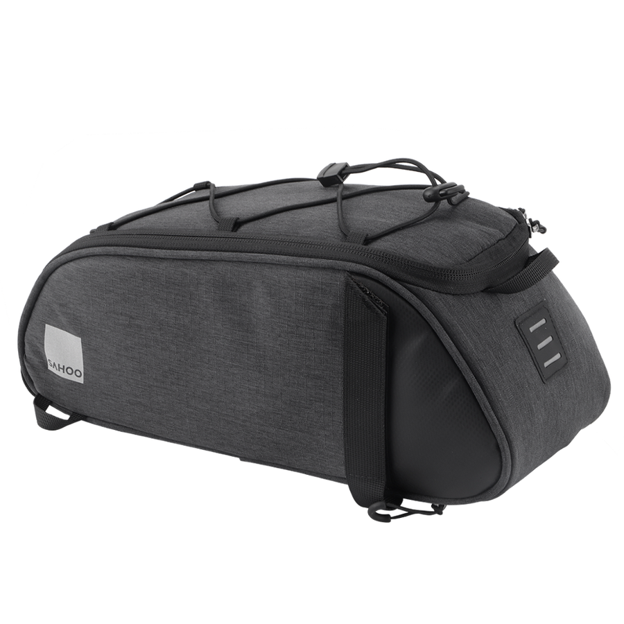 SAHOO  Rack Top Bag, 7L, Main pocket, 2 side zippered pockets,  L39/W15/H17cm ,velcro attach, Black, 600D Nylon