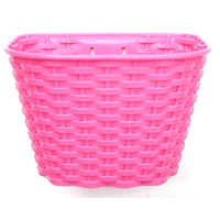 BASKET - Plastic, Front, For 16-20" Bikes, With Bracket & Fitting Set, L 26cm x W 17cm x H 16cm, Pink