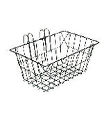 BASKET - Front, Wire, With Handle, Hooks onto Handlebars, Black, 23cm x 37cm x 19cm