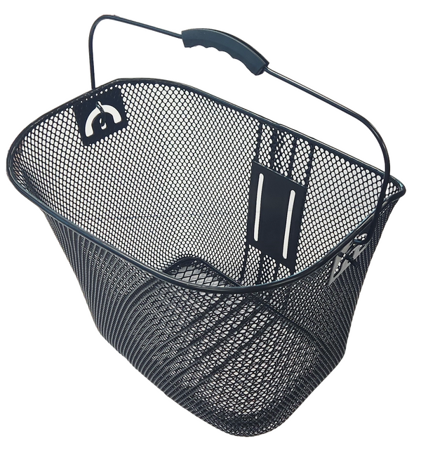 BASKET - Front, Mesh, With Angle Adjustable Bracket, For Light Weight Cargo, suits 25.4mm BB, Black