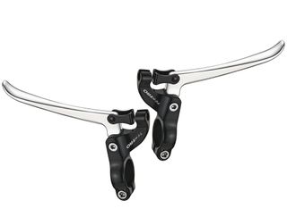 BRAKE LEVERS - Tektro Brake Lever For Flat Bar Road, 3 Finger Type, 22.4mm Clamp, For Caliper or Mini V Brakes, Alloy, SILVER/BLACK (Sold In Pairs) (FL750)