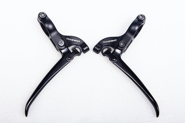 BRAKE LEVERS - Tektro Brake Lever For Flat Bar Road, 3 Finger Type, 22.4mm Clamp, For Canti or Road Caliper, Alloy, ALL BLACK (Sold In Pairs) (FL750)