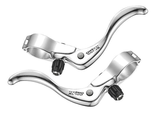 BRAKE LEVER - Inline Brake Lever, 26mm Clamp, For Road & Cyclo X Bikes, Alloy, Hinged, SILVER (Sold In Pairs, Boxed Packaging)
