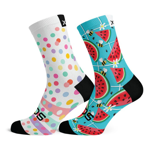 Kids Combo - Dots & Fruity - Size XS (US 10C-1Y) - SOX Footwear Performance Socks - 1 Pair