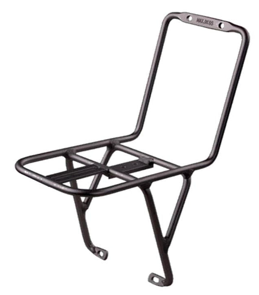 CARRIER - Front Rack. Alloy. Black. Max Load: 9kg (fits forks with brake pivots only)