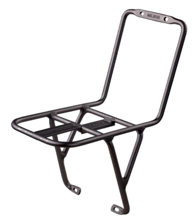 CARRIER - Front Rack. Alloy. Black. Max Load: 9kg (fits forks with brake pivots only)