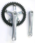 Single chainwheel set, 3/32 x 44T, alloy, Black, alloy 170mm silver crank (130mm BCD)