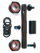 BOTTOM BRACKET SET - 8T - 19mm Interface, Euro Type, Cro-mo Spindle, Sealed  , Set of 10 Pieces, BLACK
