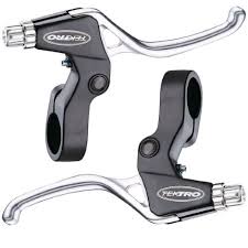 Tektro, Brake Levers, Junior, 4 finger, V-Brake & Twistgrip,  Alloy,  Black brkt/Silver lever, Pair (510-TS)