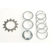 CONVERSION KIT - Single Speed, CR-MO Drive Ring, 13T Lock Ring & Alloy Spacers (7 Spacers + Lockring) 3/32