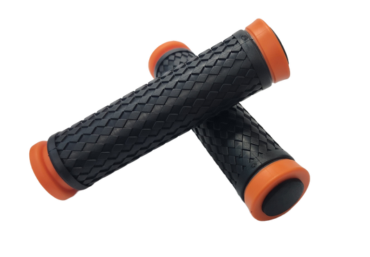 Grips,  130mm w/plugs ORANGE highlights