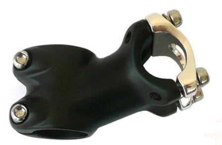 Ahead Stem  -  70mm Ext, 25 Degree, 28.6mm Dia., 25.4mm BB, Black with Silver Face Plate