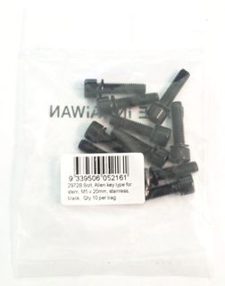 STEM    M5, 20mm, Allen Key Type, BLACK Stainless Steel  (Bag 10)