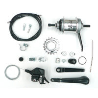 Sturmey Archer 3sp hub, coaster, SRC3 , 36Hole , Polished Silver . 117mm (Includes shifter kit)