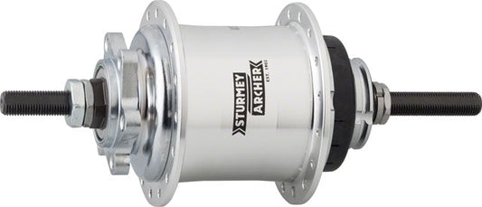 Sturmey Archer 3sp hub, Disc, RS-RK3 , 36Hole , Polished Silver . 135mm (Includes Twist Grip shifter & kit)