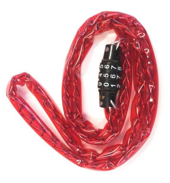 Lock, Combination chain lock , 2.3 x 915mm, 3 digit code, RED
