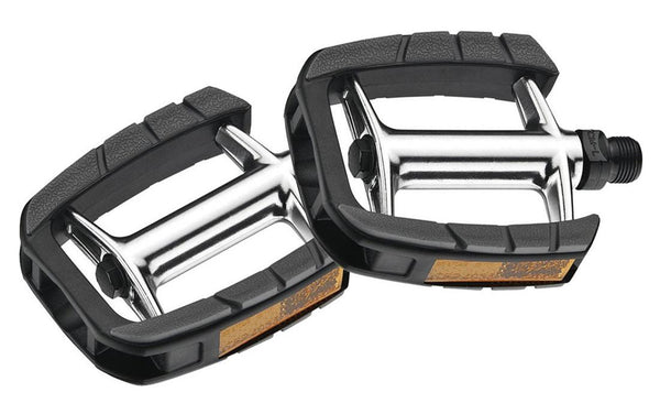 Pedals, comfort, alloy body and PP black tread, sealed bearing, 9/16