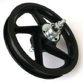 PLASTIC WHEEL  12" Rear, Freewheel, BLACK  (Freewheels to fit are 16T and above)