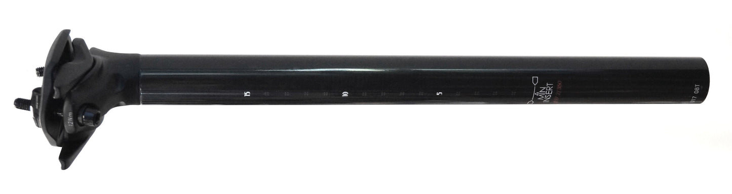 SEATPOST,  Dual Bolt, 27.2 x 350mm, Carbon Fibre, GLOSS BLACK - (15mm Offset)