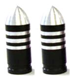 Valve Cap BLACK Bullet Stripes (bag of 2)